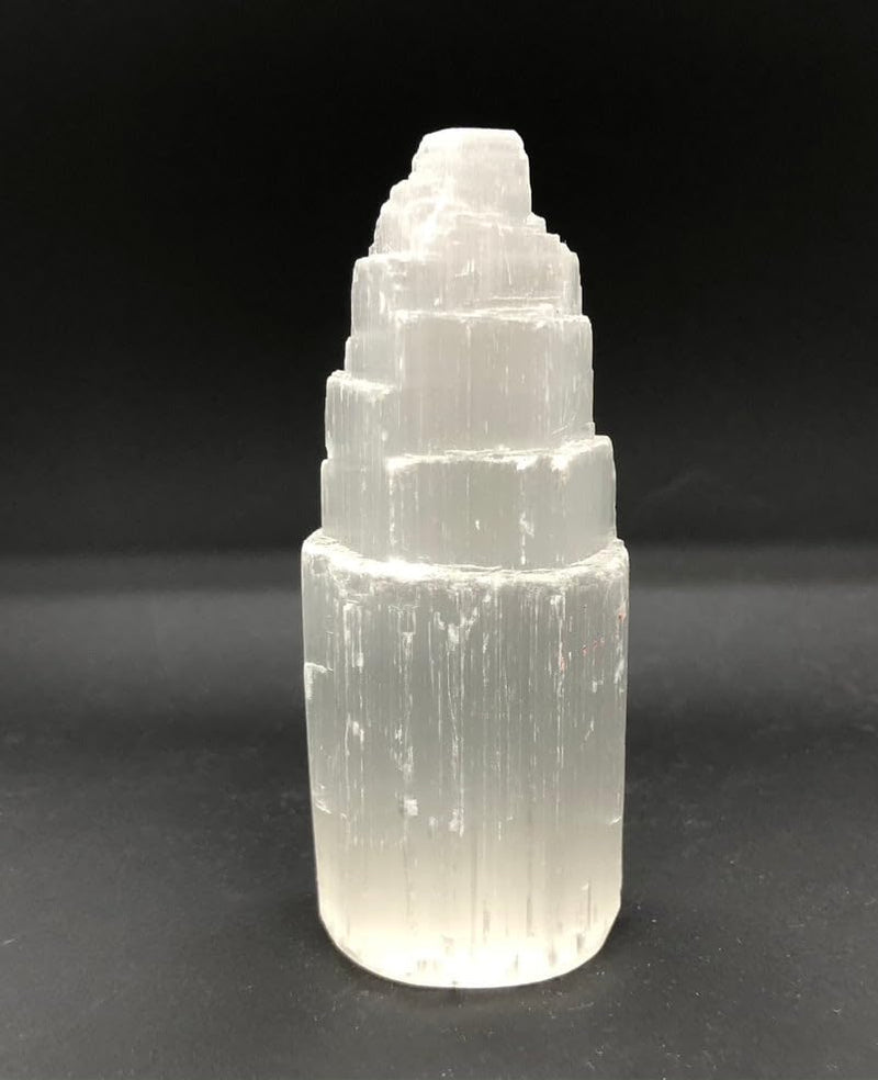 Pachamama Essentials Selenite Tower 4" Tall Skyscraper Healing Crystal Stone Reiki Meditation Energy Protection (Small, 2, Count)