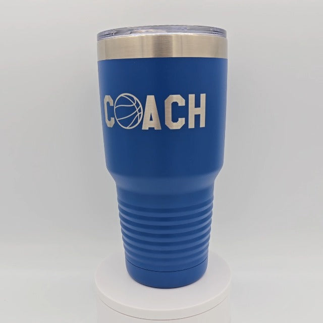 Basketball Coach Tumbler - 30oz Engraved Stainless Steel Cup - Black