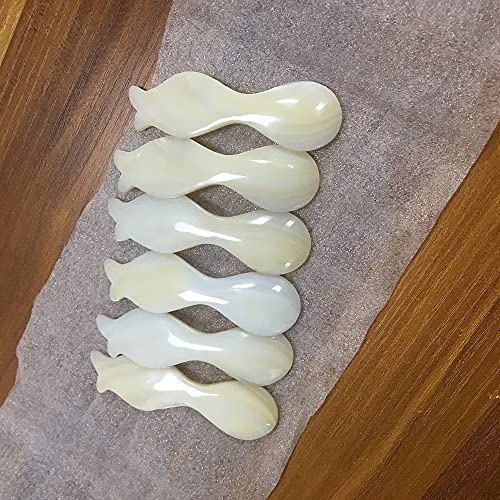 DUEBEL Sturgeon Shape Caviar Spoon, 8 cm x 2.5 cm Mother of Pearl Egg Spoon, Set of 6