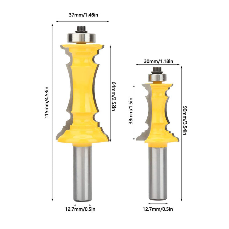 Crown Router Bit Set, Carbide Alloy Decorative Cutting for Router Table Woodworking Hardened Steel 1 2 Inch Shank 2 Piece 3 1 2 and 4 1 2 Inch