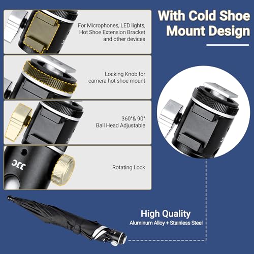 Upgrade Camera Hot Shoe Umbrella Sunshade with 3 Level Height Adjustable 19.7"(Height Adjustable)