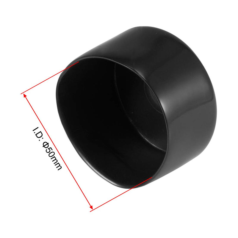 [Australia - AusPower] - uxcell 4pcs Rubber End Caps 50mm ID Vinyl Round End Cap Cover Screw Thread Protectors Black 