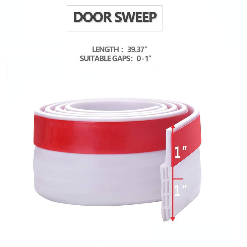 [Australia - AusPower] - Suptikes Door Draft Stopper Under Door Seal for Exterior/Interior Doors, Strong Adhesive Door Sweep Soundproof Weather Stripping, 2" W x 39" L, White 