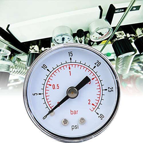 Air Pressure Gauge Mechanical Pressure Gauge for Air Oil Water 1/8 Inch BSPT Return Connection (0-30 psi, 0-2 bar)