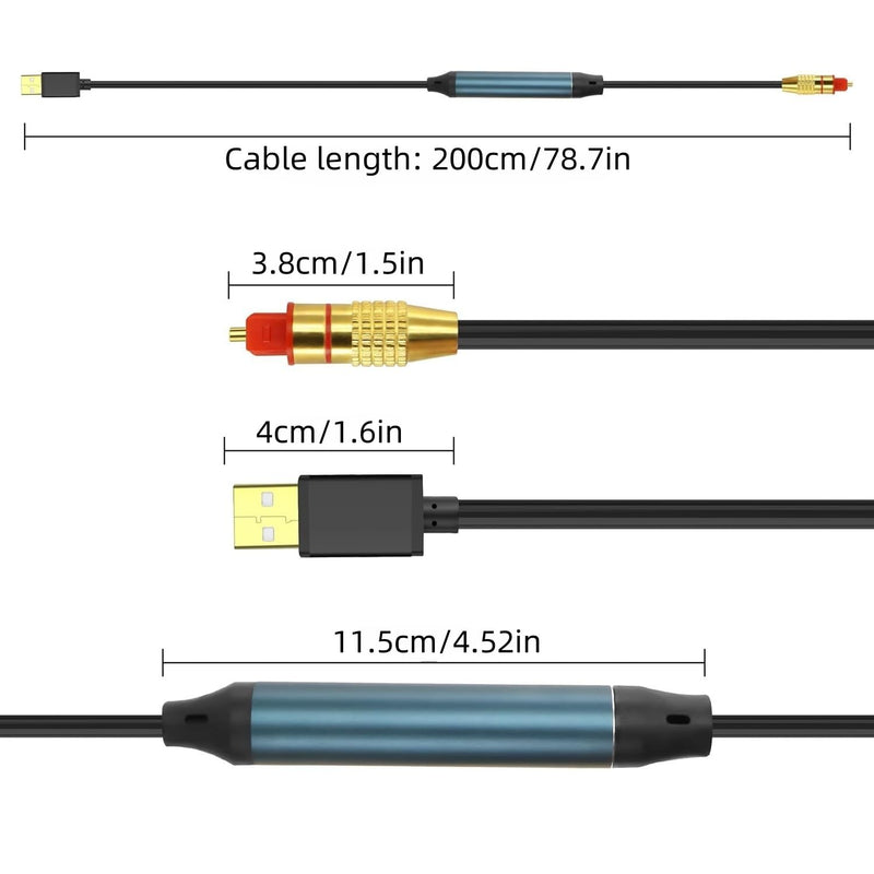 USB A to Optical Audio Adapter,Unidirectional USB to TOSLINK Optical Digital Converter Compatible with Windows/Laptop ONLY,NOT for TV Or Other Devices-6.6FT 6.6FT 1