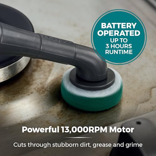 Tower Whiziwand Pro Electric Cleaning Brush, 13000RPM Motor, 5 Interchangeable Heads, Cordless Design, Waterproof (IPX7), Quiet Operation, Anthracite & Teal, T769010TL