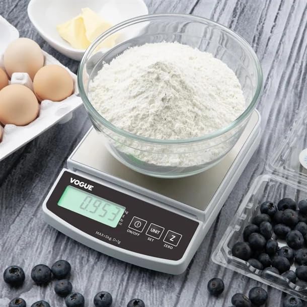 Vogue Digital Electric Scale Rectangular, White, 5kg - Food Scale for Baking, Cooking, Keto and Meal Prep HZ321