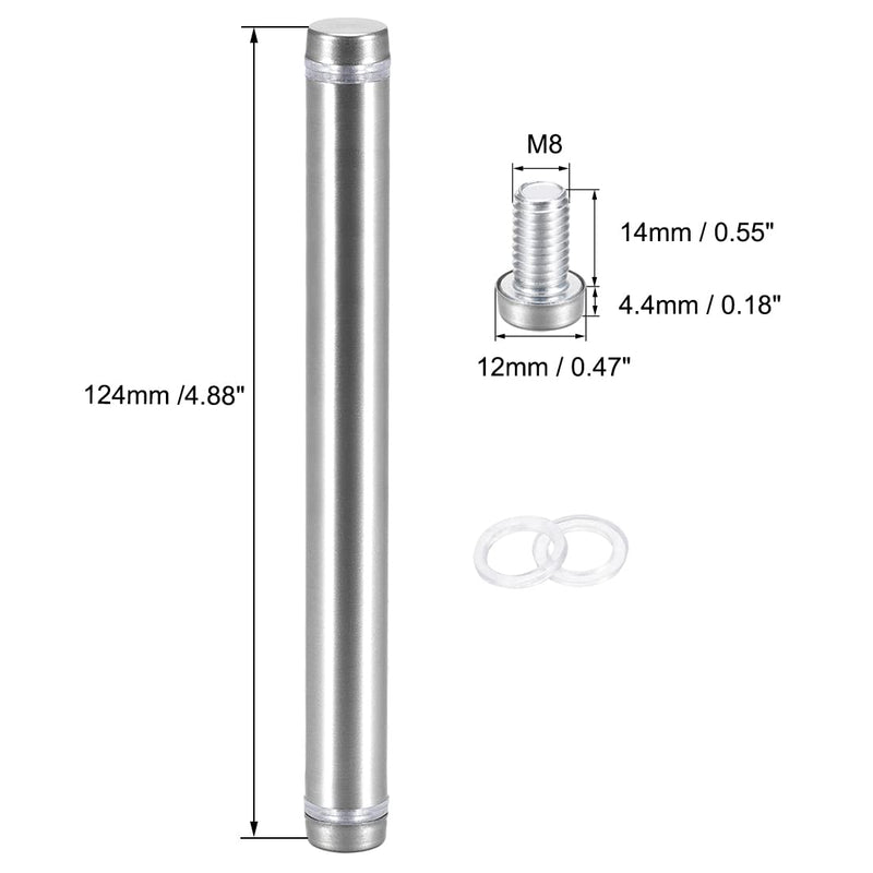 [Australia - AusPower] - uxcell 1/2 Dia x 4-7/8"(12x124mm) Double Head Standoff Screws Acrylic Glass Nails 6pcs 124mm 