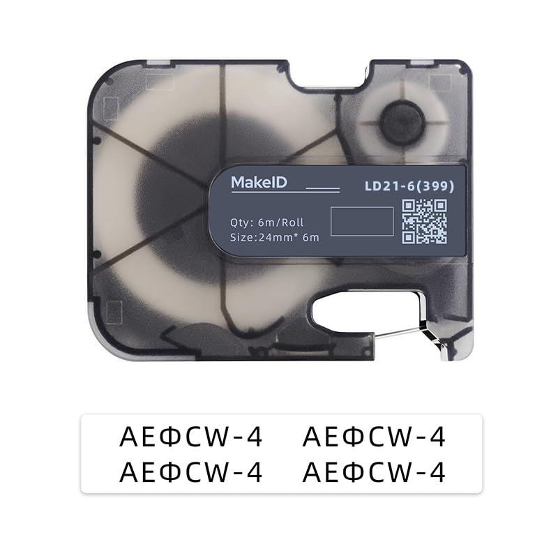 MakeID Multi-Purpose Nylon Label Cartridge for Wire Labeling, Terminal Blocks, General ID, Black on White - for P31 Industrial Label Makers, 0.94" W, 19.68ft/Roll .94"(24mm) Continuous