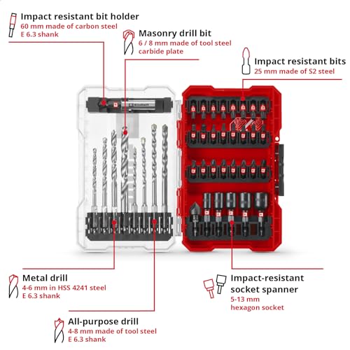 Einhell m-CASE 39-Piece Impact Accessory Set 39-piece bit set incl. metal & universal drill bits