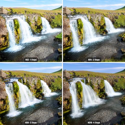 NEEWER 77mm ND Lens Filter Kit: ND2 ND4 ND8 ND16, Lens Cleaning Pen, Filter Pouch Neutral Density and Accessory Kit Compatible with Canon Nikon Sony Panasonic DSLR Cameras with 77mm Lens