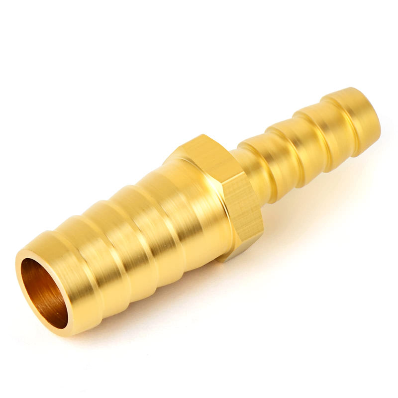 [Australia - AusPower] - GASHER 2 Pieces Brass Hose Barb Reducer, 5/8 Inch to 3/8 Inch Barb Hose ID with 4 Hose Clam, Brass Barb Reducer SPLICER Fitting Fuel/AIR/Water/Oil/Gas/WOG 5/8" Barb × 3/8" Barb?2 Way? 