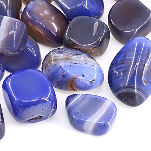 Swpeet 1Pound Marine Agate Bulk Stone Large Gemstone Crushed Pieces 0.75-1"inch Tumbled Stone Chips Crushed Natural Crystal Quartz Perfect for Jewelry Making Home Decoration Blue