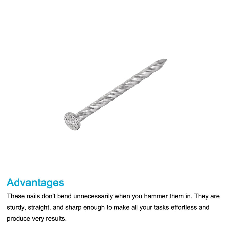 [Australia - AusPower] - Fence Deck Nails (51mmx3mm) 50Pcs, 304 Stainless Steel Spiral Shank Deck Nail - for House Repairing, Wall, Floor, Silver 