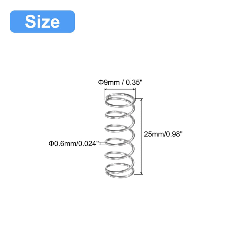 [Australia - AusPower] - uxcell Compression Spring, 5Pcs 304 Stainless Steel, 9mm OD, 0.6mm Wire Size, 25mm Free Length, Silver Tone 0.6mmx9mmx25mm 