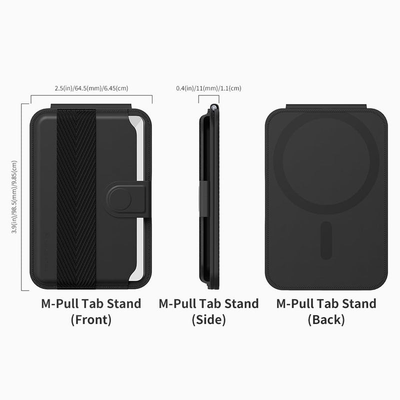 [Australia - AusPower] - Sinjimoru Pull & Eject Magnetic Card Holder, Phone Wallet for Magsafe with Kickstand Compatible with iPhone 15 14 13 12 Series. M-Pull Tab Stand Black 