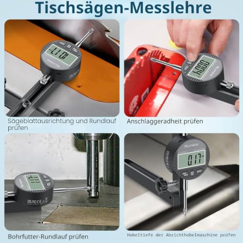 Digital Table Saw Dial Gauge 0-20 mm, Precision Measurement, Anodized Aluminum Rods, High Accuracy, Ideal Alignment and Calibration black 0~1 inch straight through type