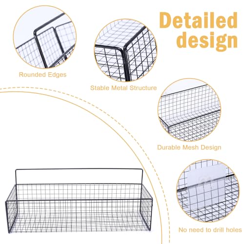 2 Pack Bath Toy Storage Organizer, Large Rustproof Metal Mesh Baskets for Bathtub & Shower, Hanging Bathroom Toy Holder and Shower Caddy for Baby, Toddler & Kids, Black