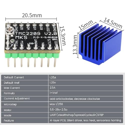 Stepper Motor StepStick 5 Pairs MKS TMC2209 Stepper Motor Driver Stepsticks for 3D Printer Accessories Ultra Silent Mute Silent Driver