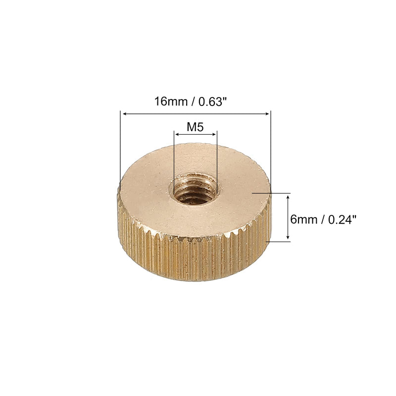 [Australia - AusPower] - uxcell Knurled Thumb Nuts, 4pcs M5 x D16mm x H6mm Brass Knurled Nut Flat Head Blind Hole Lock Adjusting Nuts for 3D Printer Parts M5 x 16mm x 6mm 4 