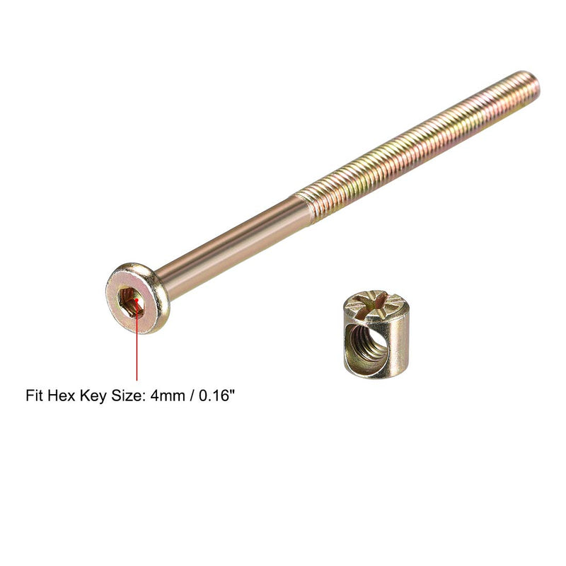 [Australia - AusPower] - uxcell M6 x 110mm Furniture Bolts Nut Set Hex Socket Screw with Barrel Nuts Phillips-Slotted Half Thread Zinc Plated 20 Sets 