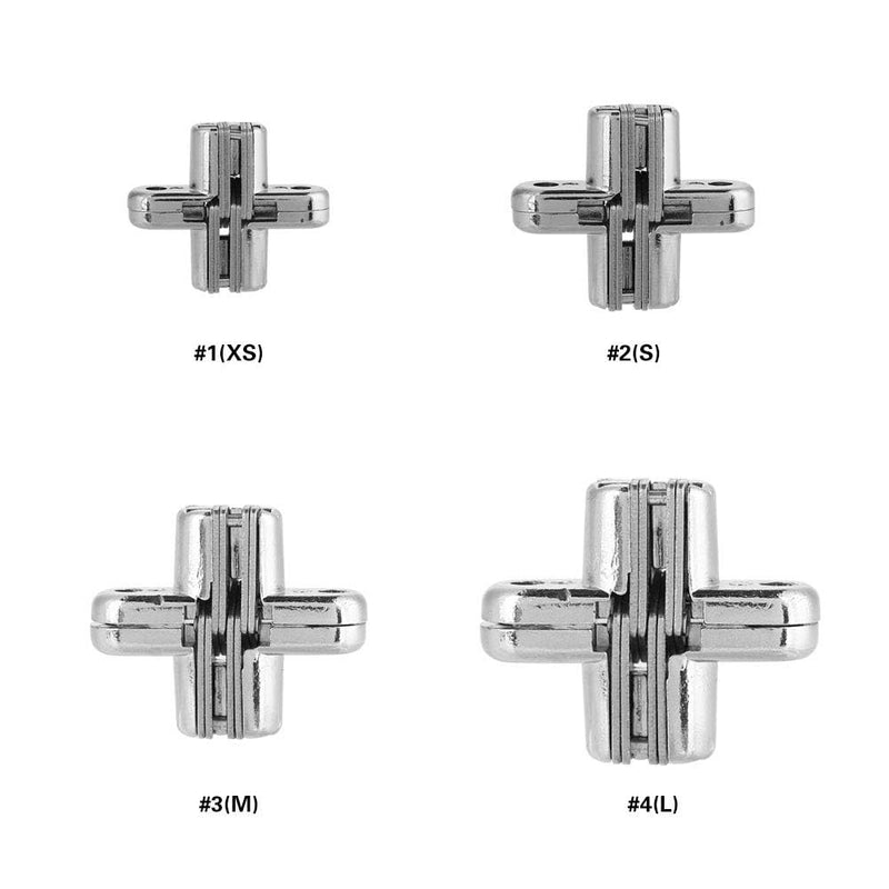 [Australia - AusPower] - 2pcs 180 Degree Hidden Hinges, Zinc Alloy Invisible Concealed Cross Door Hinge Easy Installation Furniture Cabinet Kit (XS) 
