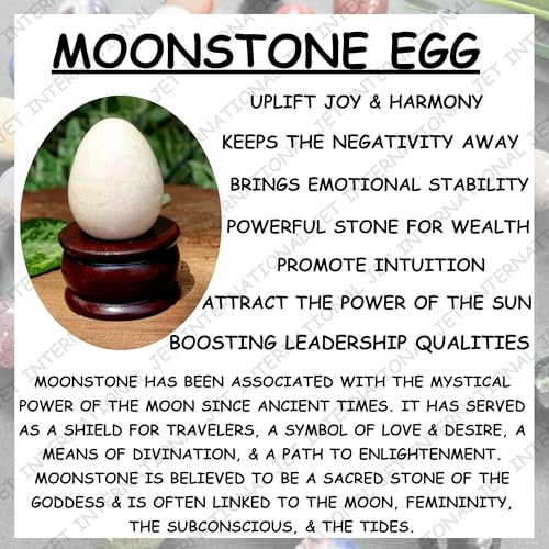 Jet Moonstone Egg 2 Inch | Natural Healing Crystal Egg for Fertility, Balance & Calm | Reiki, Meditation, Vastu & Home Decor | Handcrafted Polished Gemstone Collectible