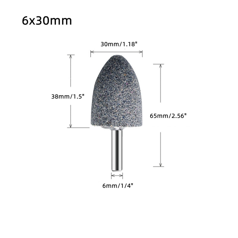 [Australia - AusPower] - dophee 10Pcs 30mm Cone Shape Aluminum Oxide Mounted Grinding Stones Rotary Grinding Bits with 1/4" Shank for Electric Rotary Tools Drill Grinder 