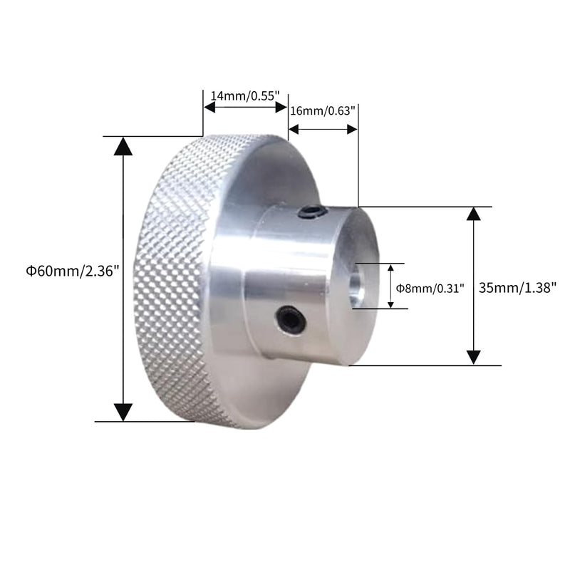[Australia - AusPower] - CHANCS Aluminium Alloy Machine Tool Handwheels 60mm OD 8mm Bore Knurled Oxidised Handles Knobs for Sliding Table 60-8 