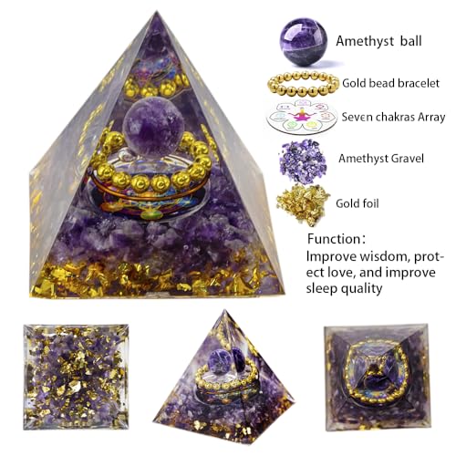 Natural Mineral Crystal Pyramid Energy Healing Meditation Aid Feng Shui Protection Home Decor Versatile Gift Option(2inch Pyramid Amethyst) 5cm Pyramid Amethyst