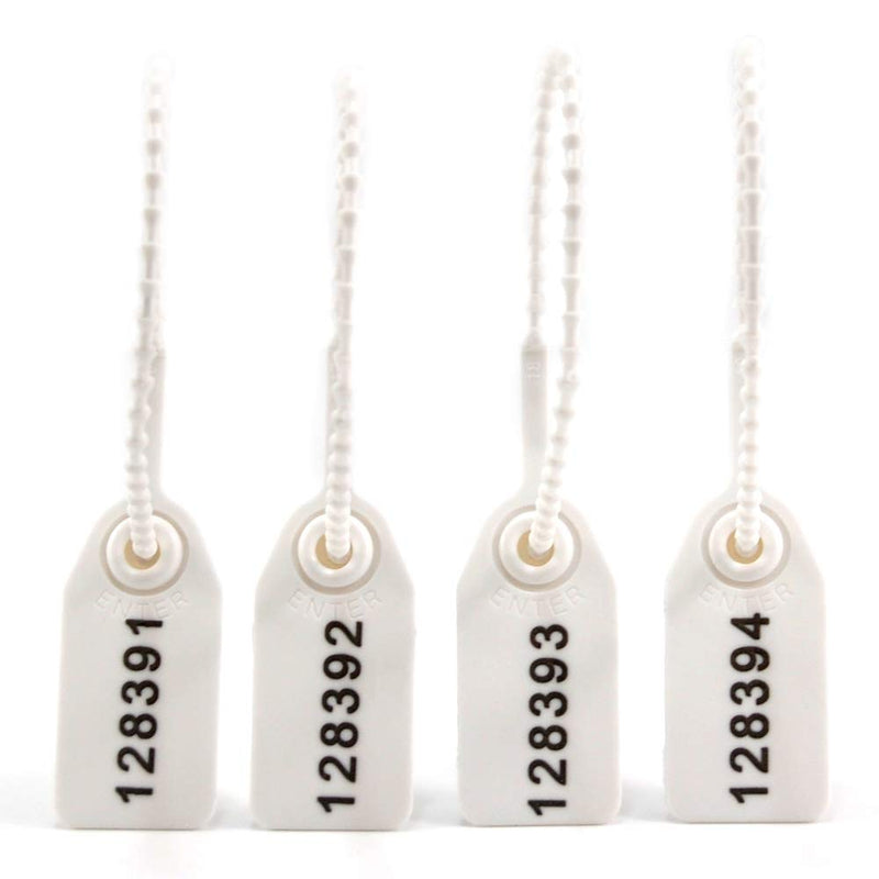 [Australia - AusPower] - Tamper Proof Zip Ties Plastic Security Seal Disposable Self Locking Security Tags Numbered Pull Tite Label Signage for Fire Extinguisher Truck 250mm Pack of 100 (White) 