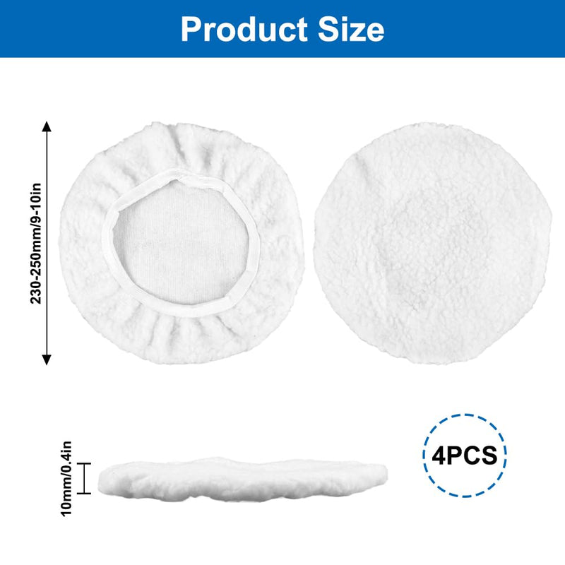 [Australia - AusPower] - Pack of 4 Lambswool Polishing Hoods Suitable for 220 mm-250 mm Polishing Machines for Einhell Cordless Car Polisher Ce-Cb 18/254 Li&Cc-Po 90, Suitable for Car Paint, Metal Polishing and Wood Surface 