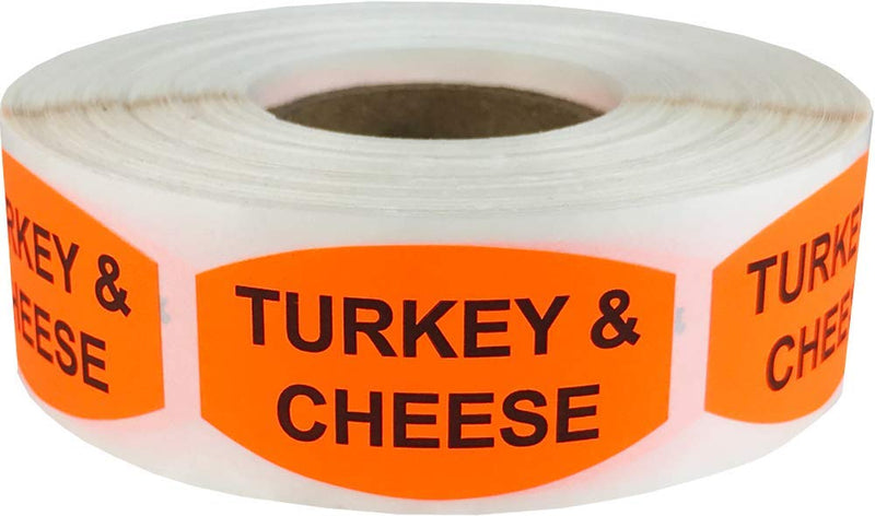 Turkey and Cheese Grocery Store Food Labels .75 x 1.375 Inch Oval Shape 500 Total Adhesive Stickers 0.75 x 1.375" Oval