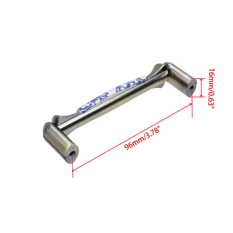 MY MIRONEY 8PCS Ceramic Cabinet Pulls 3.78" Hole Center Retro Porcelain&Zinc Alloy Handles Screws Included Desk Drawer Hardware Kitchen Cabinet Dresser Pull Handle Type 14; 8PCS