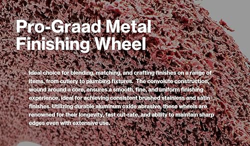 Pro-Graad 6-inch metal finishing wheel, 5A medium unitized and convolute wheel with 1/2-inch width and 1-inch arbor