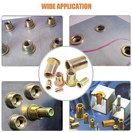 Keadic 220-piece metric zinc-plated carbon steel rivet nut assortment kit with M3-M12 threaded inserts