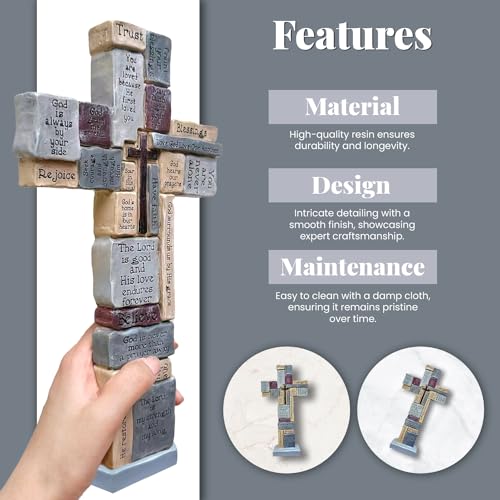 Imerance Inspirational Resin Standing Cross,12 Inch Christian Crucifix 12"L x 6"W