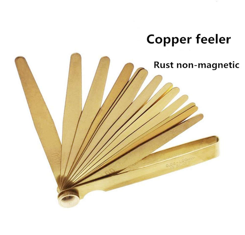 Brass feeler, plug gauge, high-precision clearance gauge, thickness gauge, non-magnetic copper feeler, single piece set, 0.03-1.0mm(100 * 13) Brass