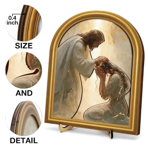3D Christian Jesus Table Decor Comforting Woman Wall Art 8x10 Inch
