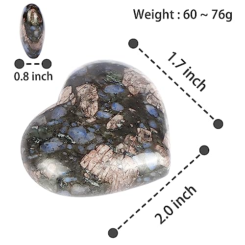 Artistone 2 Inch Glaucophane Stone Crystal Heart Healing Crystals Heart Stones Polished Pocket Love Gemstones Chakra Balancing Meditation Massage Gift