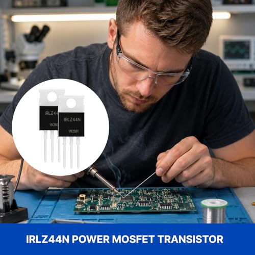 IRLZ44N N-Channel MOSFET Transistor 55V 47A 3-Pin IRLZ44N MOSFET TO-220 Module for Switching PWM DIY Electronics High Performance MOSFET Set for Power Supplies and Motor Controls Pack of 10