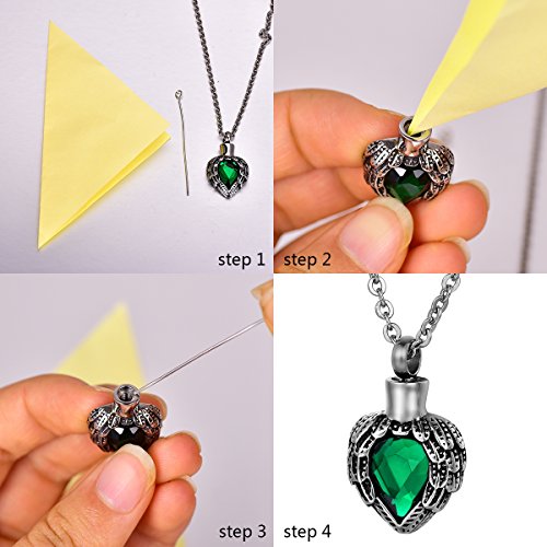 COCO Park Lucky Four Leaf Clover Cremation Jewelry - Green Diamond Stainless Steel Urn Necklaces for Ashes