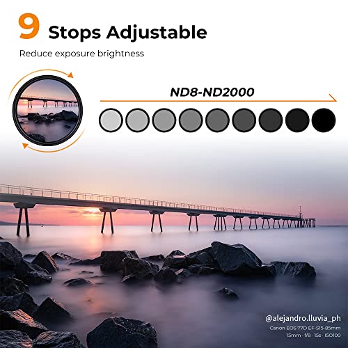 K&F CONCEPT 67mm Variable ND8-ND2000 (3-11stop) Waterproof ND Lens Filter