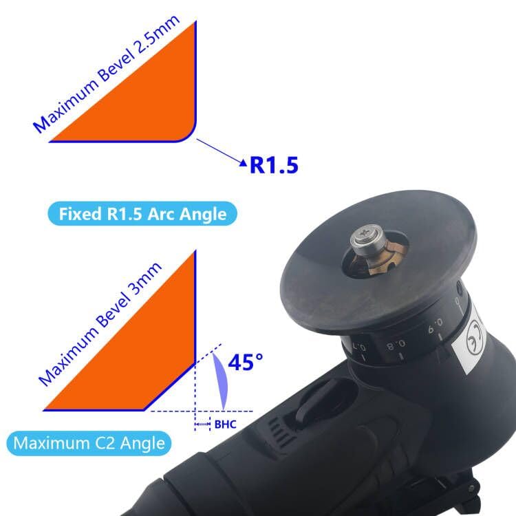 Pneumatic Chamfering Tool – 45° Mini Air-Powered Chamfer Machine for Beveling & Deburring, Adjustable Depth & Speed, 1/4" Air Inlet, R Angle Blades for Metal, Wood, Acrylic Chamfer Tool With R Angle Blades(8pcs)