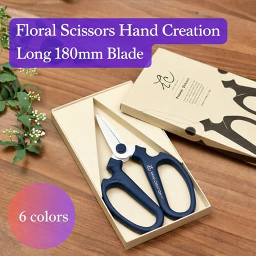 Japanese Floral Scissors – SAKAGEN Hand Creation Flower Shears for Floral Design, Ikebana & Gardening, Made in Japan, Large Size Model F-180 (Red) Red