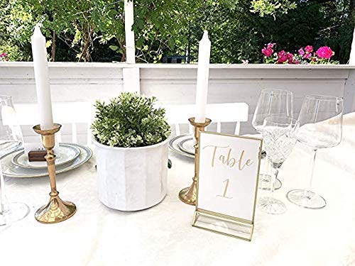 [Australia - AusPower] - UNIQOOO Acrylic Sign Holders with Golden Border, Portrait View, Pack of 6 | 4x6 Inches Double Sided Clear Frame, Perfect for Wedding reception, Centerpiece, Decoration, Party,Anniversary, Event 4x6?6 Pack 