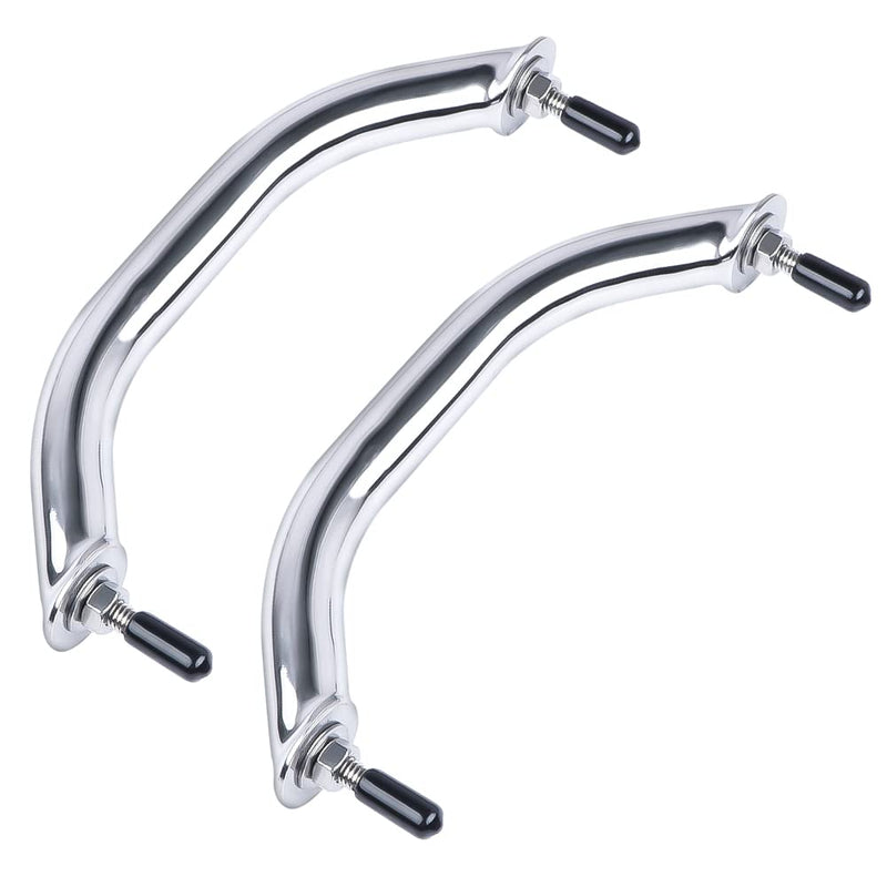 2PCS Boat Marine Grab Handle Polished Stainless Heavy Duty Round Tube Handrail with Flange & Stud - 8-1/4" Long