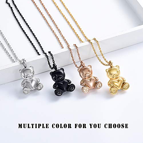 shajwo Teddy Bear Cremation Urn Necklace for Women Men Teddy Bear- Silver