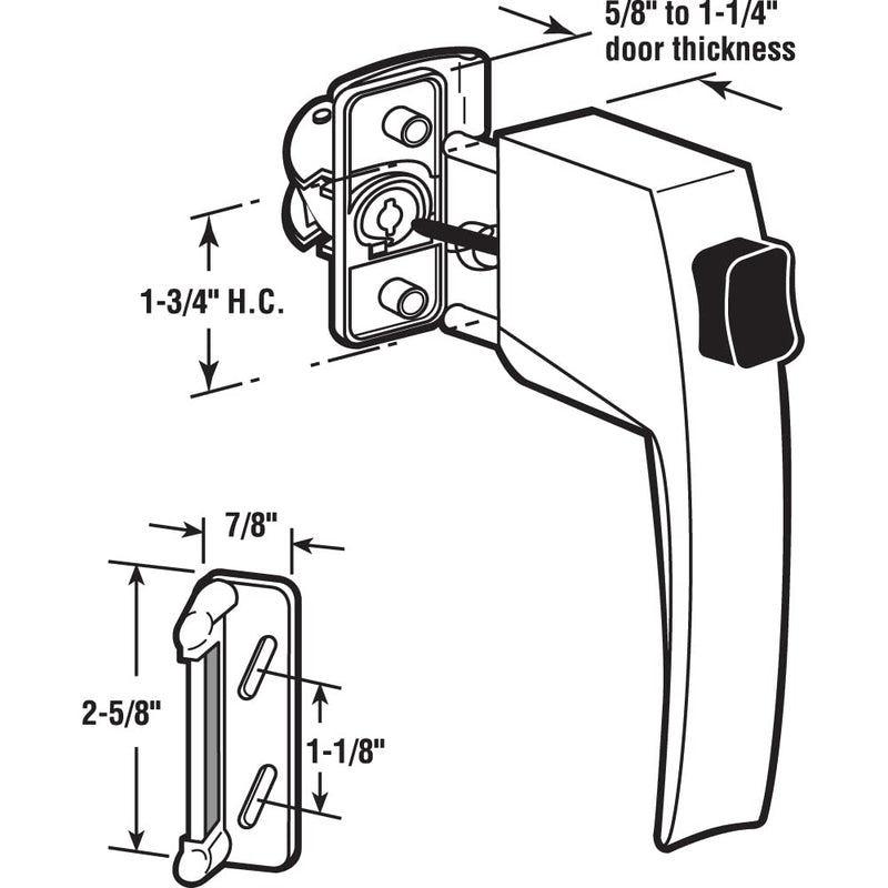 PRIME-LINE K 5007 Screen & Storm Door Push Button Latch Set with Night Lock,Replace Old or Damaged Screen or Storm Door Handles Quickly and Easily,Black Finish(Fits Doors 5/8”-1-1/4” Thick)(Pack of 2)