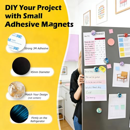 FINEZAHS 45mm round magnetic adhesive dots with self-adhesive backing for DIY crafts, whiteboards, and fridges